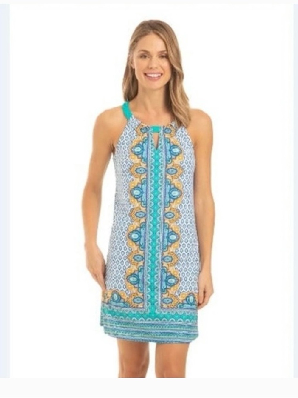Cabana Life Jewel Scarf Sleeveless Shift Dress UPF50+ Sz L